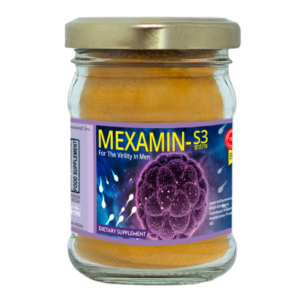 Mexamin-S3 bottle from Bagdara Farms, a turmeric-based supplement for treating erectile dysfunction
