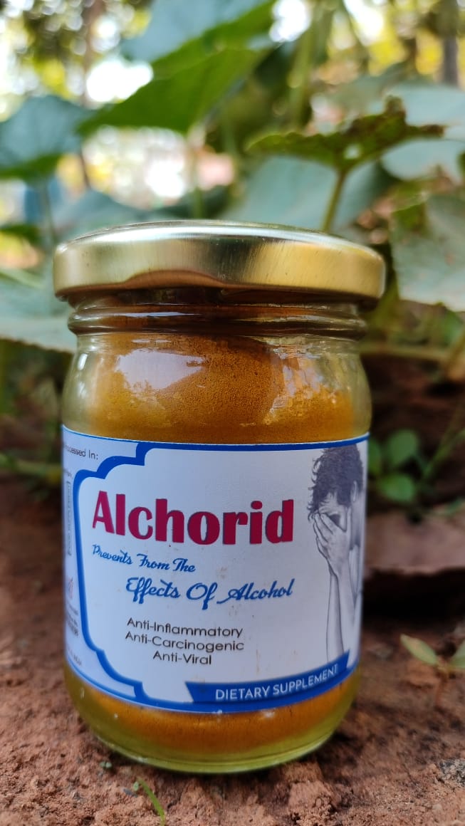 A bottle of Alchorid natural dietary supplement